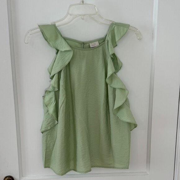 A New Day Tops - New Without Tags! Flirty green ruffled sleeveless top from A New Day - size S